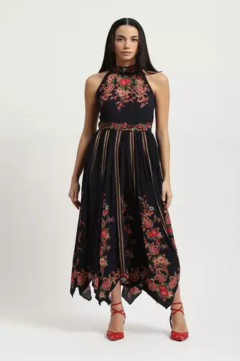 Black marquet maxi dress