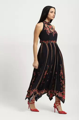 Black marquet maxi dress