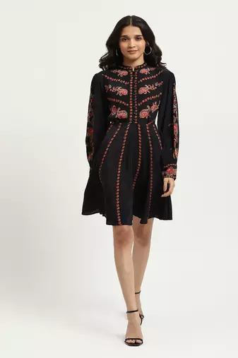 Black marquet skater dress