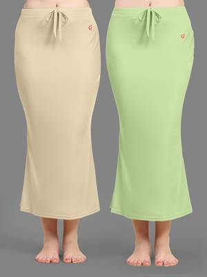 Trendmalls Women's Plain Nylon Petticoat Skirts Saree Silhouette Shape Wear set of 2 1