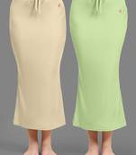 Women's Plain Nylon Petticoat Skirts Saree Silhouette Shape Wear set of 2