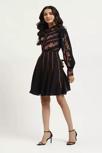 Black marquet skater dress