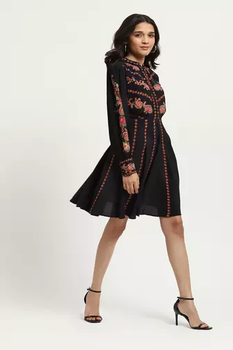 Black marquet skater dress
