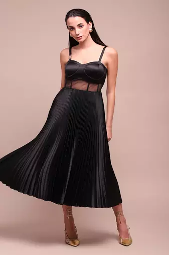 Black nellie corset midi dress