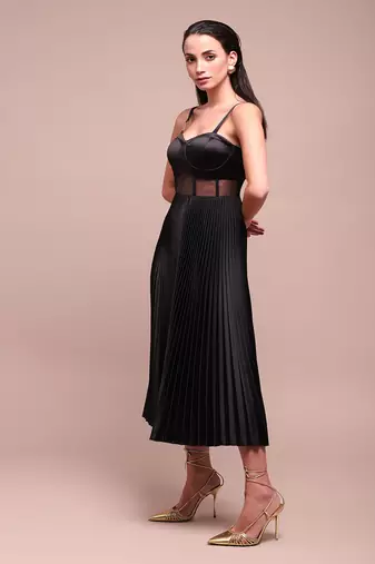 Black nellie corset midi dress