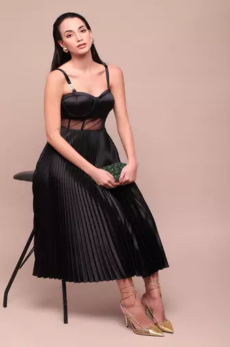 Black nellie corset midi dress