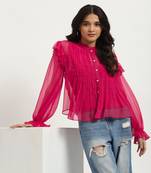 Fuschia rhea button-down top with camisole