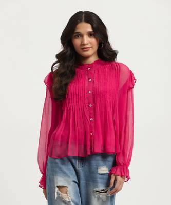 Fuschia rhea button-down top with camisole 3