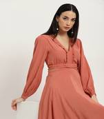 Orange serena cut-out long dress