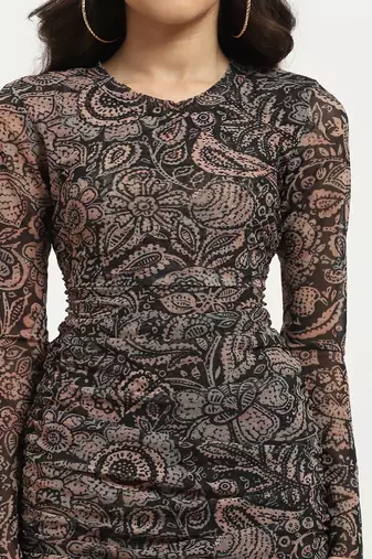 Black valerie mesh bodycon dress