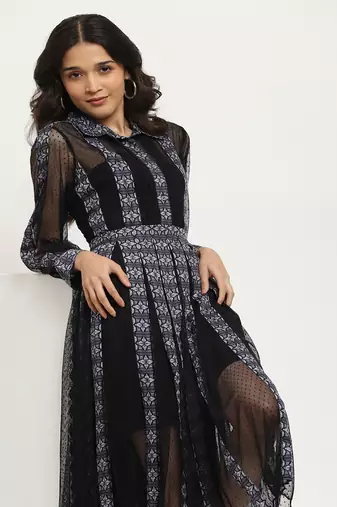 Black veronica net shirt dress with bustier