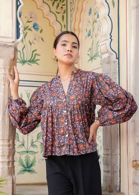 The jaipur art handblock printed mira blouse 1
