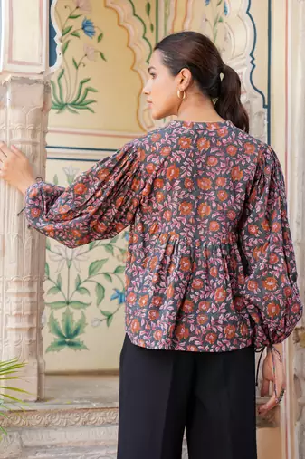 The jaipur art handblock printed mira blouse