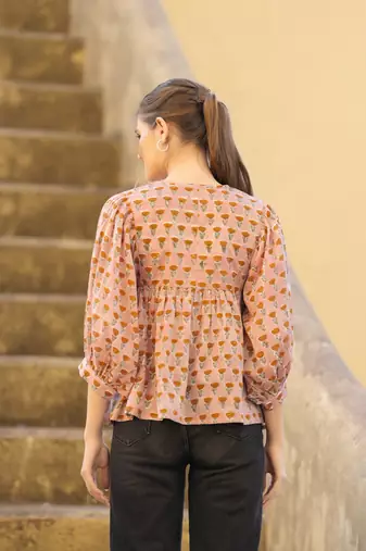 The jaipur art block printed cotton anya blouse