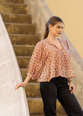 The jaipur art block printed cotton anya blouse 3
