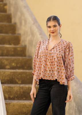 The jaipur art block printed cotton anya blouse 4