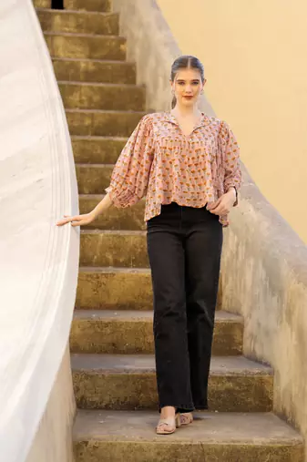 The jaipur art block printed cotton anya blouse