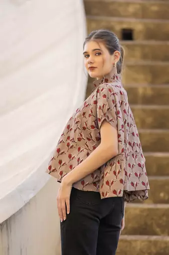 The jaipur art hand block printed anika blouse