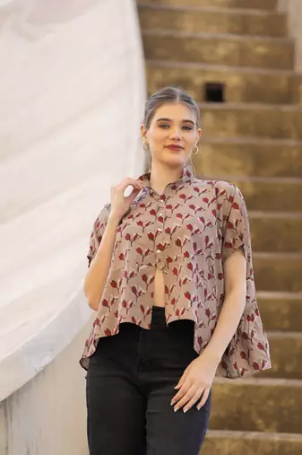 The jaipur art hand block printed anika blouse