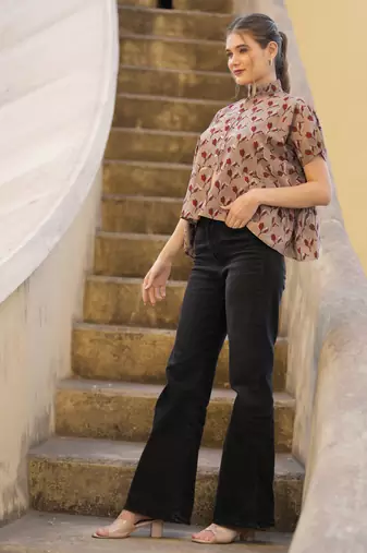 The jaipur art hand block printed anika blouse