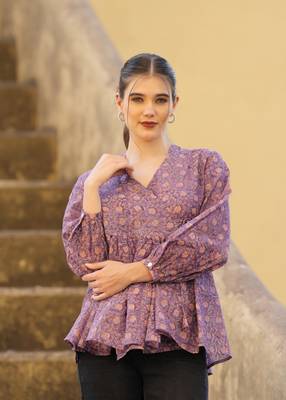 The jaipur art hand block printedhazel wrap blouse 1