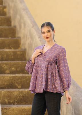 The jaipur art hand block printedhazel wrap blouse 3