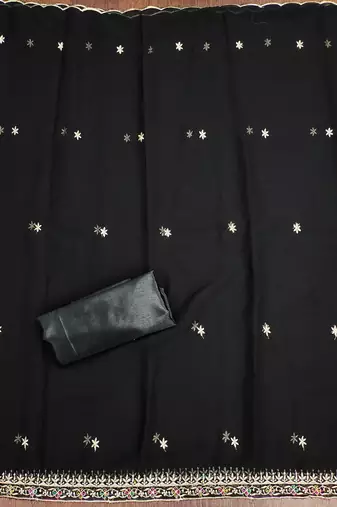 Black Georgette Embroidered Unstitched Dress Material with Elegant Dupatta