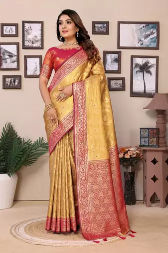 Golden Banarasi Tissues Silk Sarees 