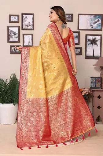 Golden Banarasi Tissues Silk Sarees 