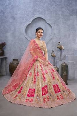 Radiant Magenta (Rani) Bridal  Organza  Intricate Silk Lehenga 2