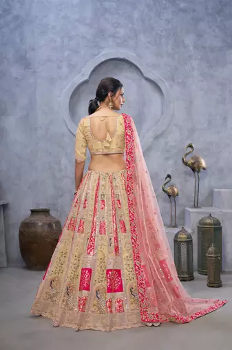 Radiant Magenta (Rani) Bridal  Organza  Intricate Silk Lehenga