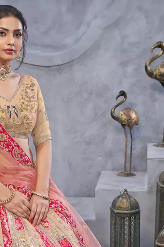 Radiant Magenta (Rani) Bridal  Organza  Intricate Silk Lehenga