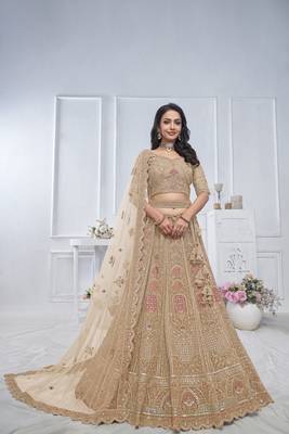 Golden Embroidered Bridal lehenga 1