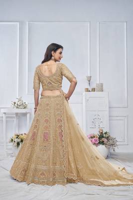 Golden Embroidered Bridal lehenga 2