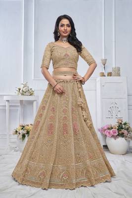 Golden Embroidered Bridal lehenga 3