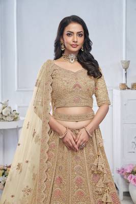 Golden Embroidered Bridal lehenga 4