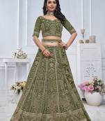 Peacock Green Embroidered Bridal lehenga