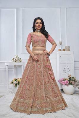 Pastel Onion Embroidered Bridal lehenga 1