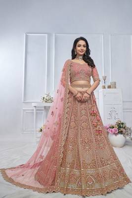 Pastel Onion Embroidered Bridal lehenga 2
