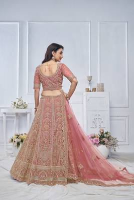 Pastel Onion Embroidered Bridal lehenga 4