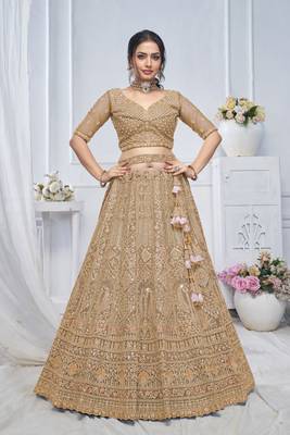 Royal Grandeur bridal Brown  Lehenga with Paisley and Peacock Motifs & Heavy Embroidery 1