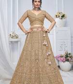 Royal Grandeur bridal Brown  Lehenga with Paisley and Peacock Motifs & Heavy Embroidery