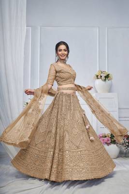 Royal Grandeur bridal Brown  Lehenga with Paisley and Peacock Motifs & Heavy Embroidery 2