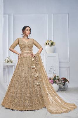 Royal Grandeur bridal Brown  Lehenga with Paisley and Peacock Motifs & Heavy Embroidery 4
