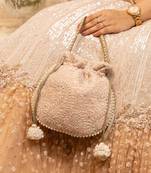 Rhea threadwork potli - peach