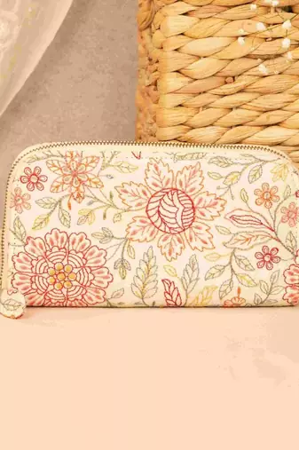 Ivy floral embroidered wallet