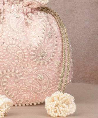 Rhea threadwork potli - pink 2