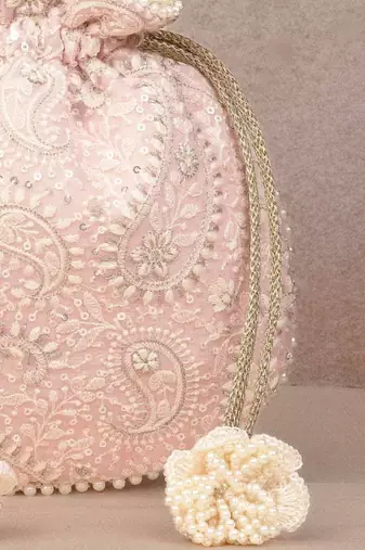 Rhea threadwork potli - pink