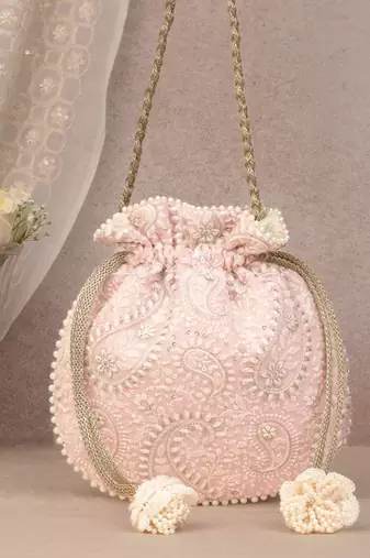 Rhea threadwork potli - pink