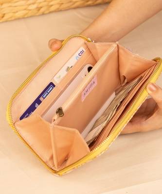 Nyraa embroidered wallet - mustard 3